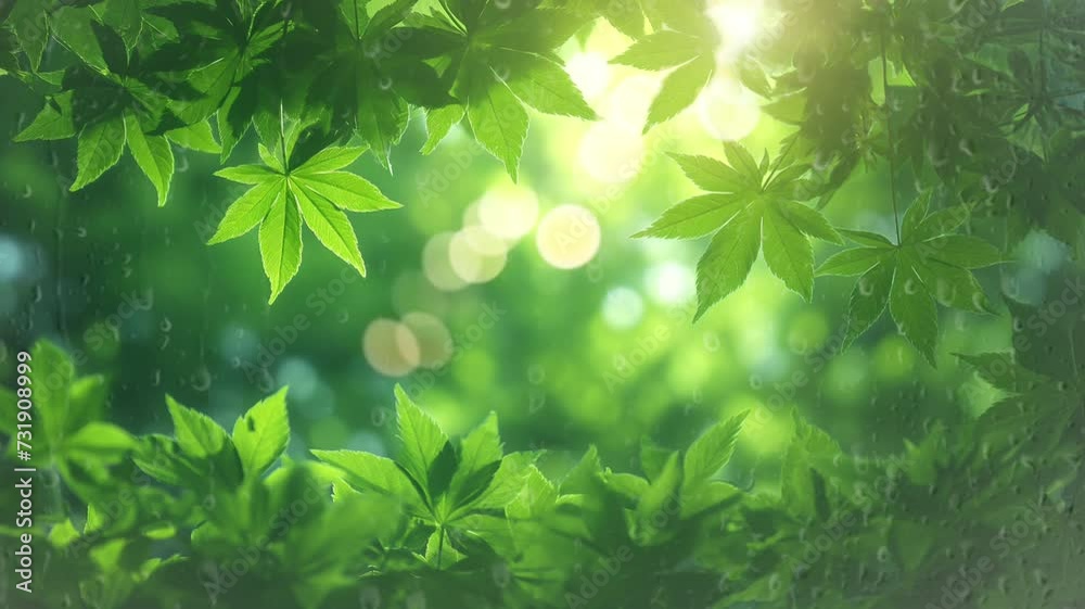 a lush tree adorned with vibrant and colorful leaves, harmoniously embracing the sunlight, forming a lively panorama of nature, looping video