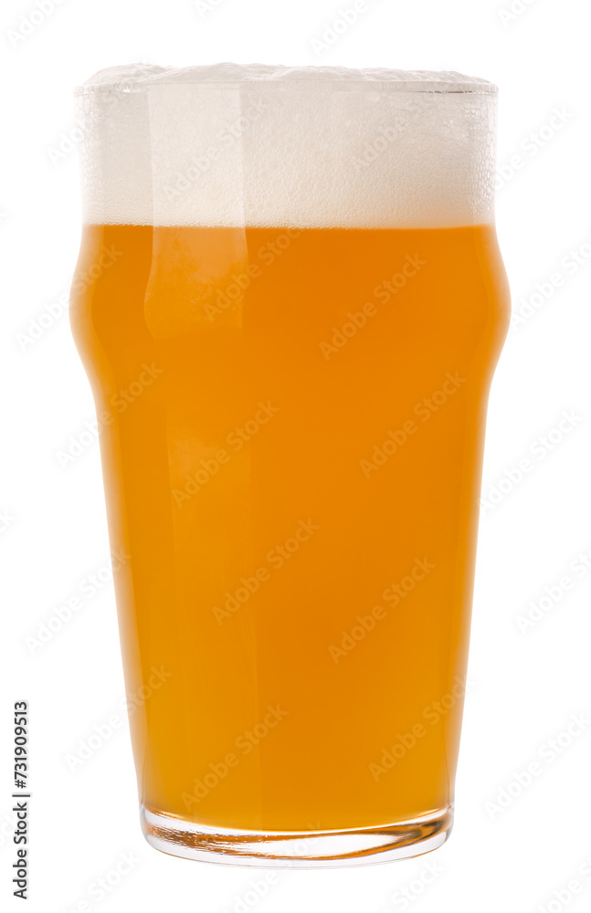 NEIPA ale in nonic pint glass isolated on white NEIPA ale in nonic pint glass isolated on white
