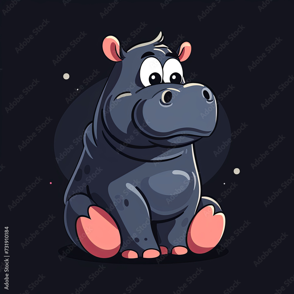 Fototapeta premium Cute vector style hippo illustration. 