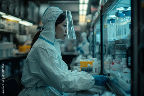 Scientist Doctor working in laboratory with liquid virus vaccines, diseases. Concept fight against virus
