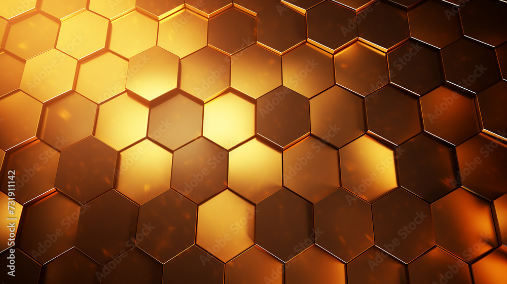 Black hexagon shape background with golden light Black hexagon shape background with golden light