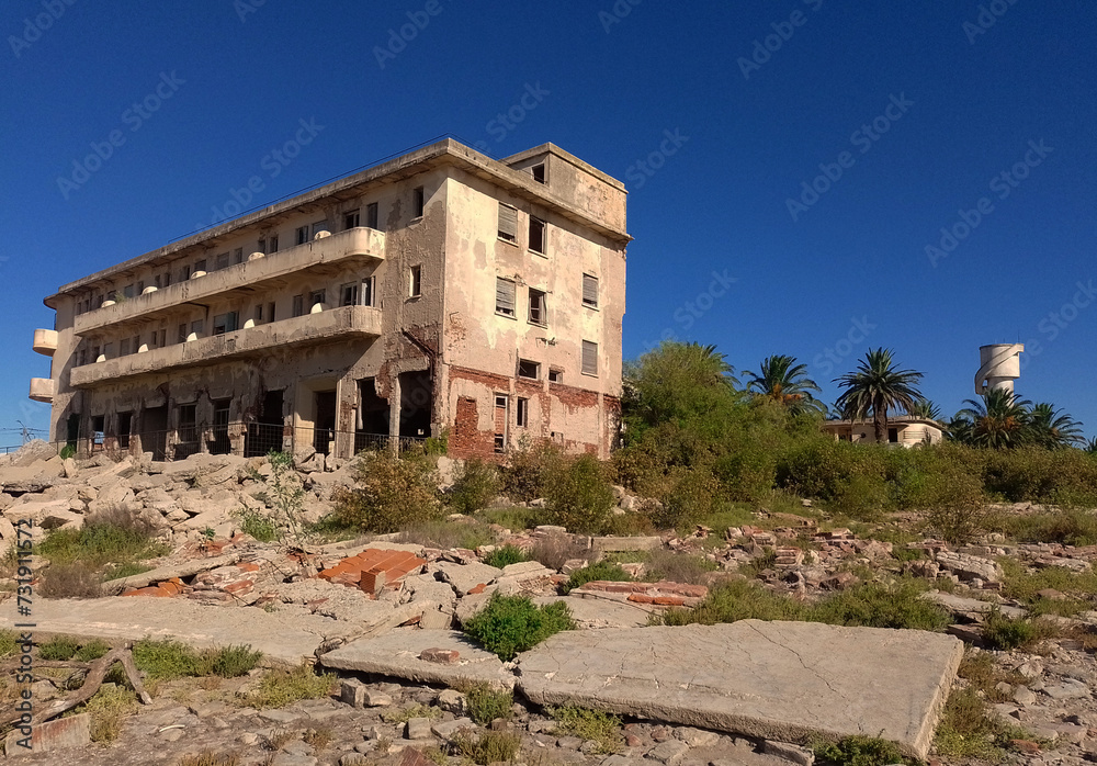 abandoned building on the beach