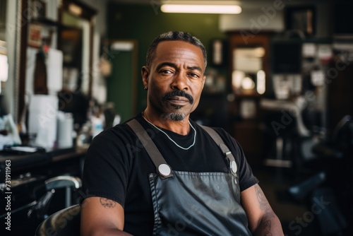 Portrait of a middle aged male hair salon worker © Vorda Berge