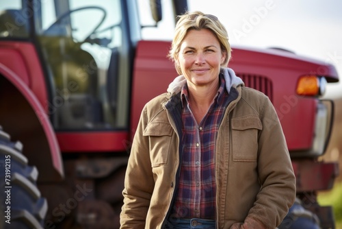Portrait of a smiling middle aged female farmer photo