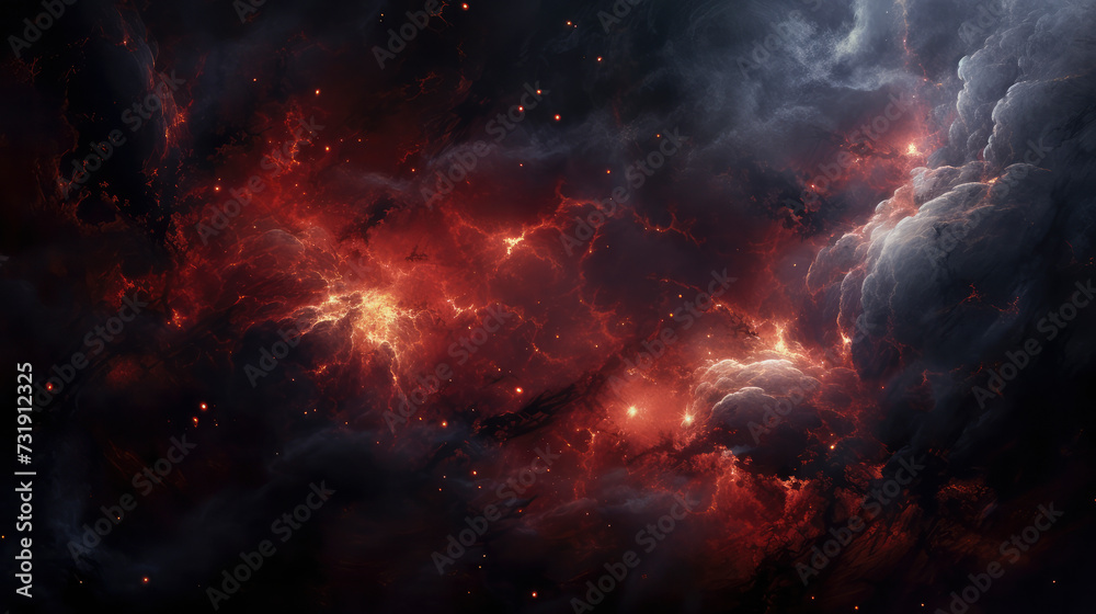 Captivating cosmic beauty: A dramatic star nebulae and gas congestion create a celestial masterpiece. Explore the wonders of the universe in this mesmerizing astrophotograph - obrazy, fototapety, plakaty 