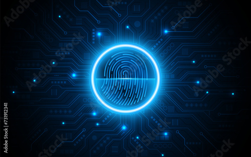 Abstract technology circuit board background. Fingerprint scanning cybersecurity concept. modern technology innovation concept background 