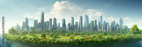 Progressive urban planning unveils an eco-friendly, sustainable community—a vibrant fusion of technology and green living. A glimpse into the future of smart cities #731913176