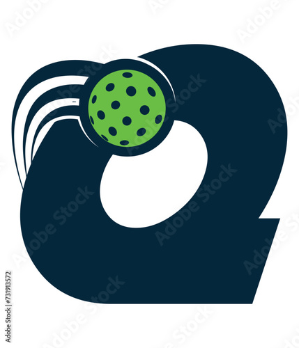 A beautiful flying pickleball logo vector over the letter Q. You can use it as club logo, banner design etc.