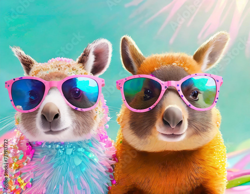 Tiere mit Sonnenbrillen im Partymodus photo