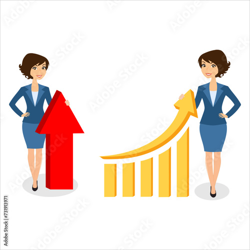 Wallpaper Mural A woman shows a diagram. Vector illustration.Businesswoman. Business lady. Torontodigital.ca