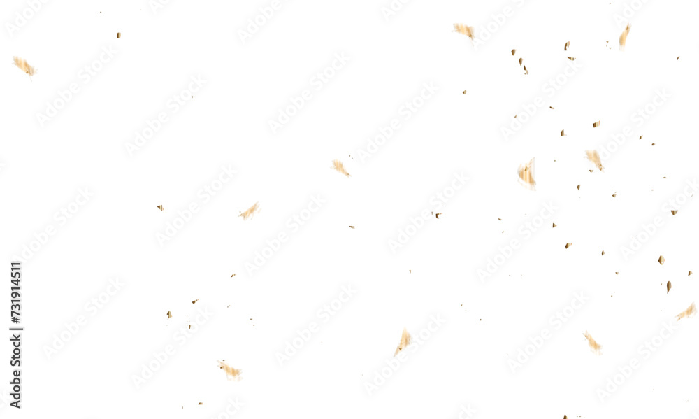 Doted and confetti golden glitter on transparent background. Shiny glittering dust. Gold glitter sparkle confetti that floats down falling