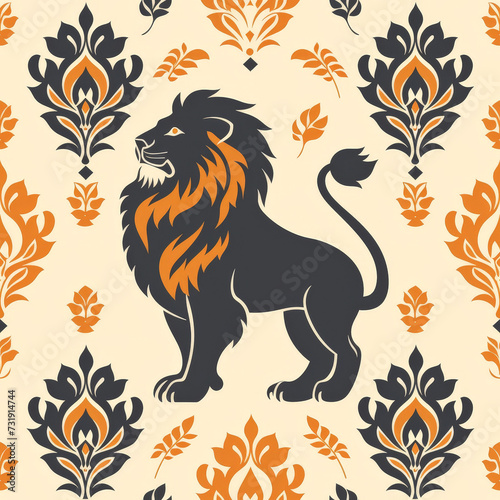Lion africa Pattern Tile for seamless backgrounds and for filling surfaces in soft colors, ai generated