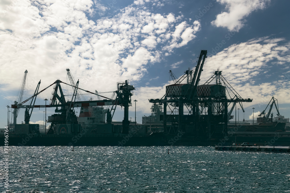 Fototapeta premium Port and industrial zone in Taranto, Apulia, Italy