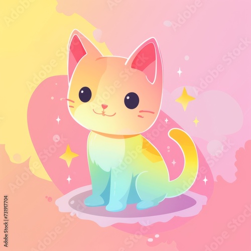 Vibrant Anime-Style Cat Logo Design Showcasing An Animated And Playful Character. Concept Abstract Watercolor Landscapes, Creative Street Art Murals, Urban City Skylines