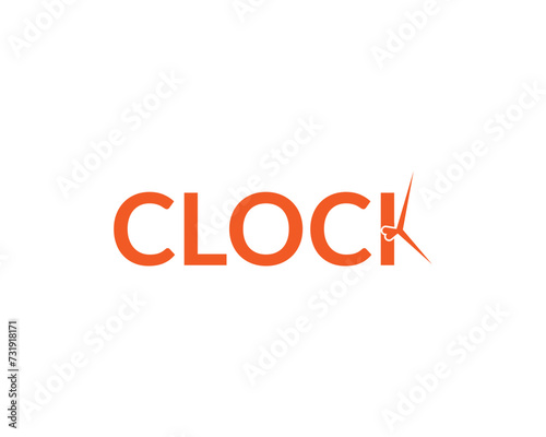 text clock logo vector illustration, creative latter  K   clock logo.