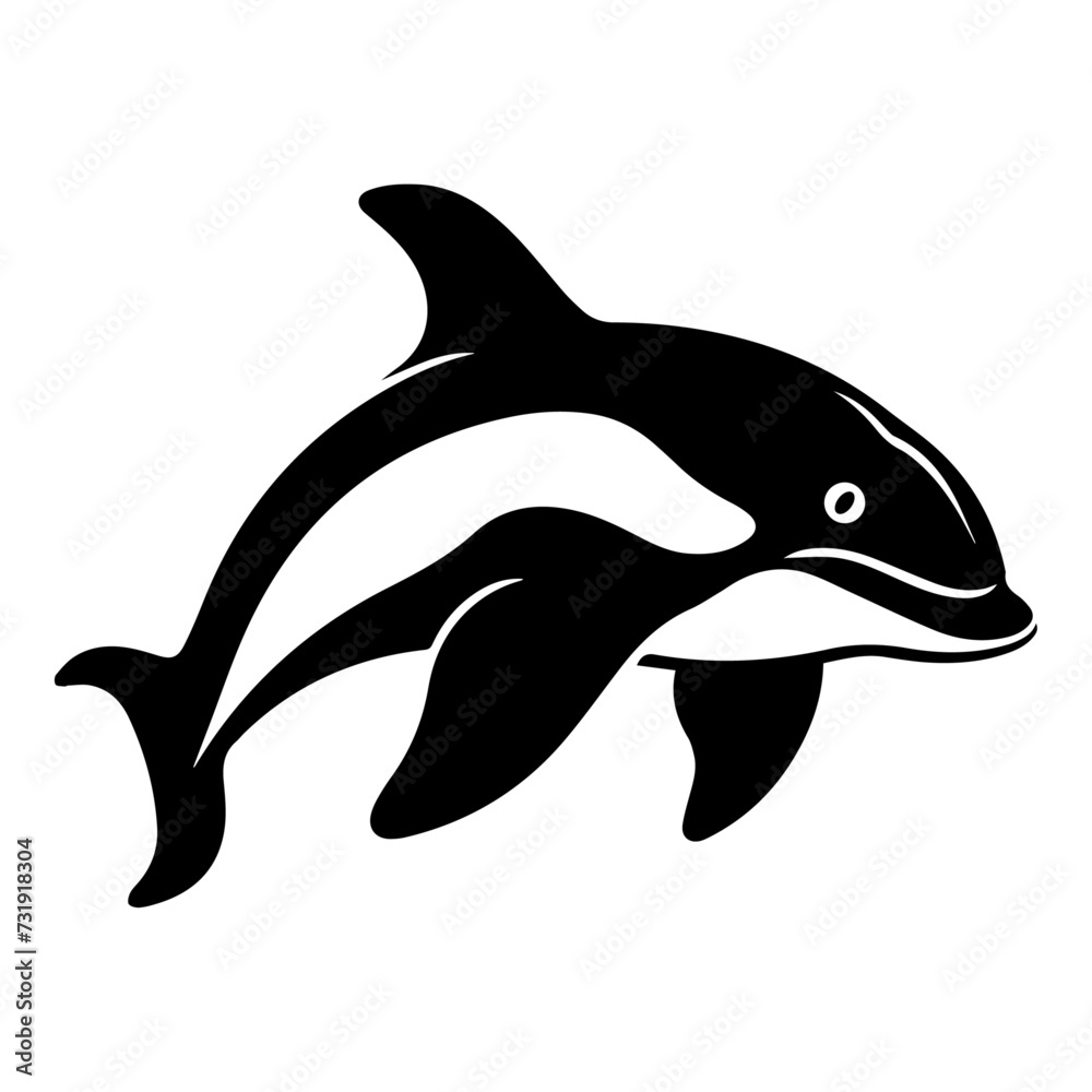 Fototapeta premium Dolphin Flat Icon Isolated On White Background