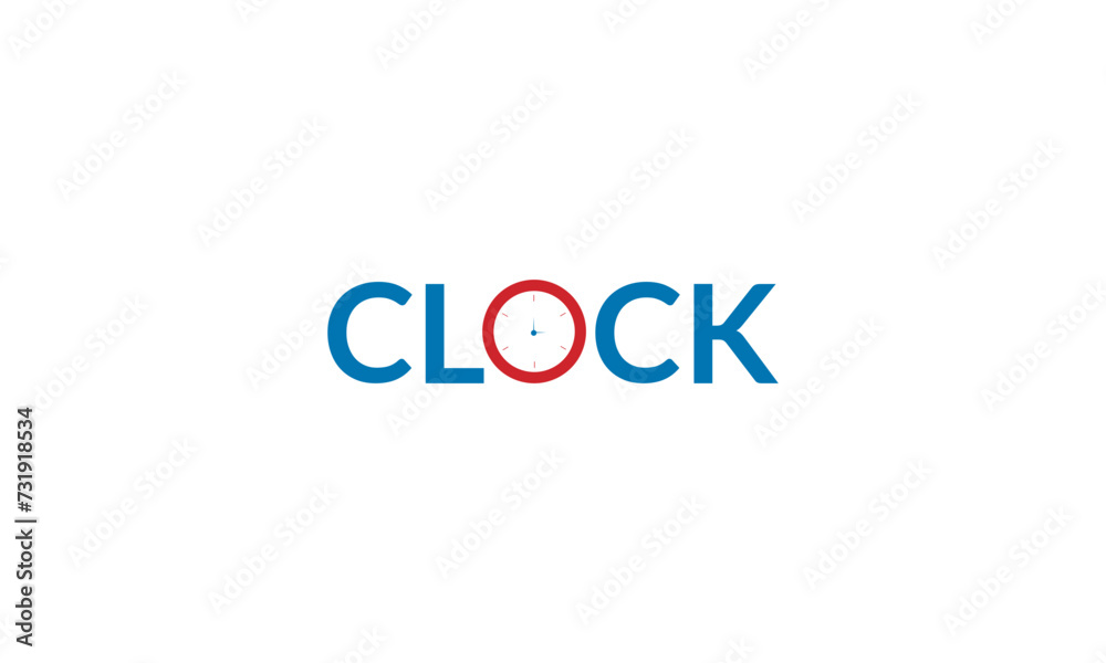 text clock logo vector illustration, creative latter O clock logo. text clock logo vector illustration, creative latter O clock logo.