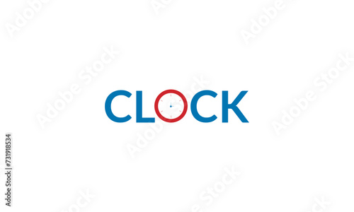 text clock logo vector illustration, creative latter O clock logo.