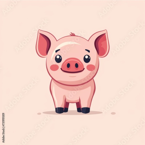 Adorable Pig Logo Featuring Stylish Flat Design And Graphics. Concept Pig Mascot, Flat Design, Graphic Elements, Adorable Logo