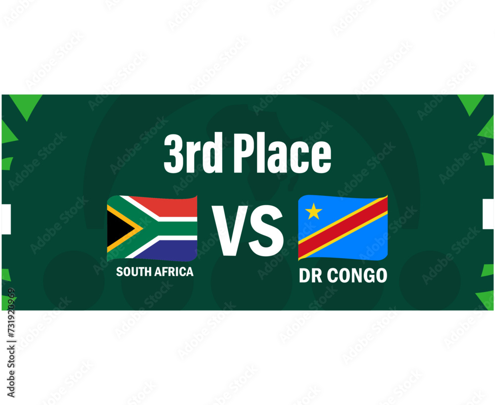South Africa And Dr Congo 3rd Place Match Flags Ribbon African Nations 2023 Emblems Teams Countries African Football Symbol Logo Design Vector Illustration South Africa And Dr Congo 3rd Place Match Flags Ribbon African Nations 2023 Emblems Teams Countries African Football Symbol Logo Design Vector Illustration