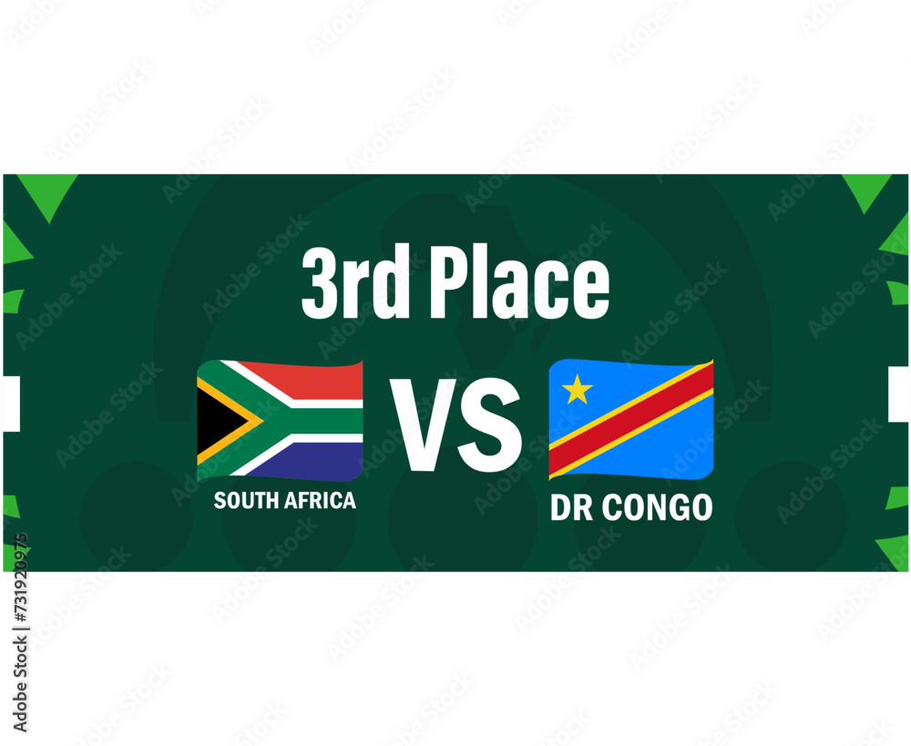 South Africa And Dr Congo 3rd Place Match Flags Ribbon African Nations 2023 Emblems Teams Countries African Football Symbol Logo Design Vector Illustration South Africa And Dr Congo 3rd Place Match Flags Ribbon African Nations 2023 Emblems Teams Countries African Football Symbol Logo Design Vector Illustration