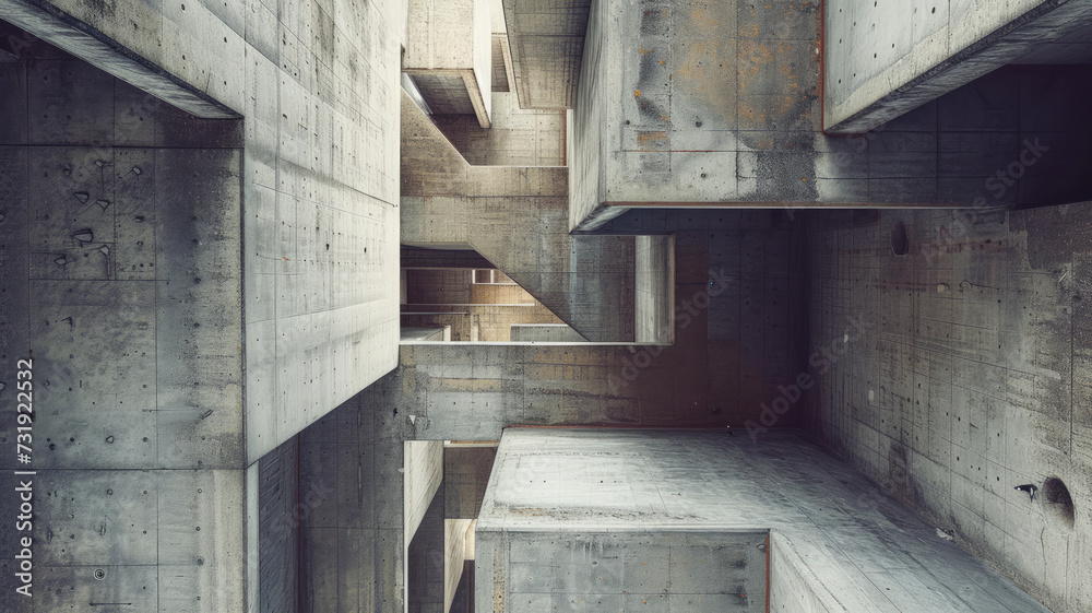 Abstract view of architectural concrete building features, showcasing the mesmerising geometry of our urban architecture 