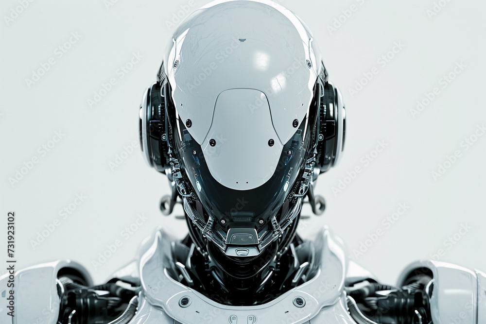 modern robot portrait, close up, blurred background. Artificial intelligence in future life. AI Generated modern robot portrait, close up, blurred background. Artificial intelligence in future life. AI Generated