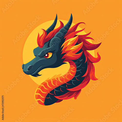 Colorful dragon symbol logo illustration. 