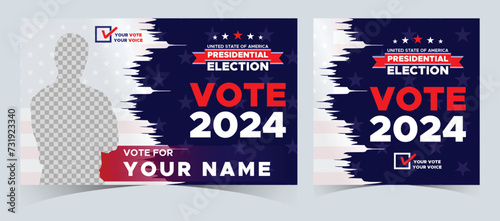 Set Of Vote 2024. Presidential election day in united states. Election 2024 USA. Political election campaign banner. background, post, Banner, card, poster design with Vote day November 5 US photo