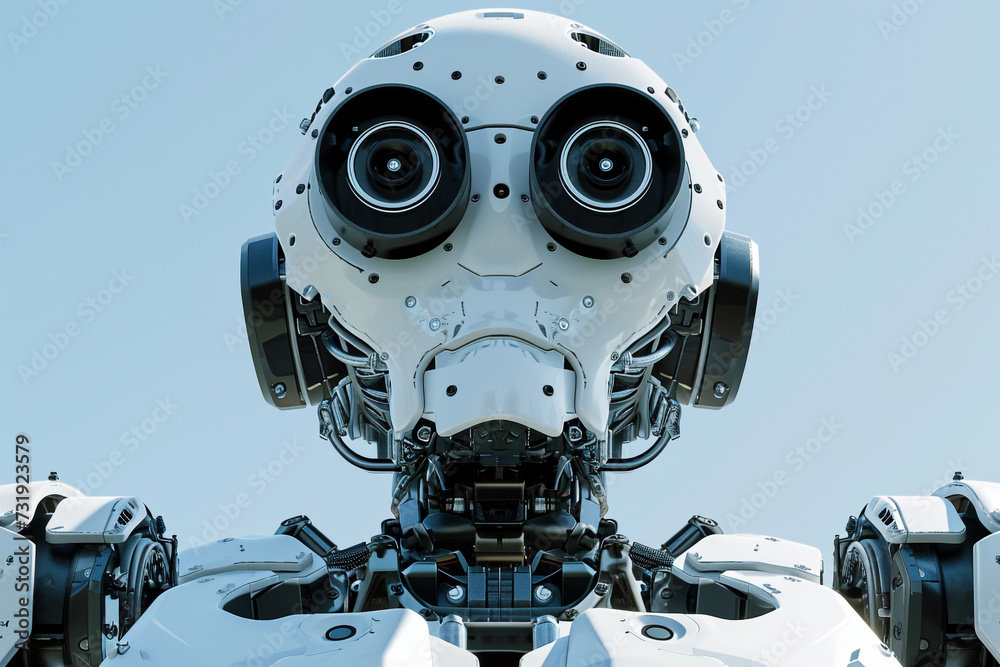 modern robot portrait, close up, blurred background. Artificial intelligence in future life. AI Generated modern robot portrait, close up, blurred background. Artificial intelligence in future life. AI Generated