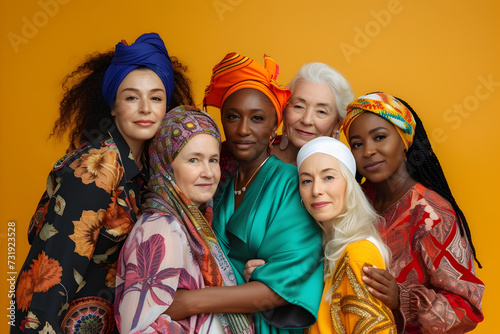 A vibrant photo of women of different ages and backgrounds embracing diversity and empowerment