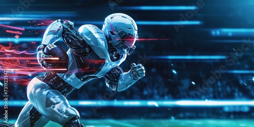 robotic american football player in speed running