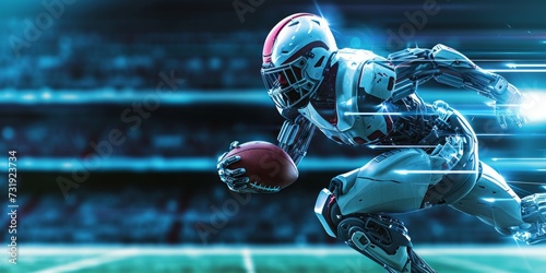 robotic american football player in speed running photo