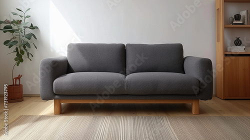 Comfortable modern sofa, soft luxury couch in cozy living room minimal elegant aesthetic home interior design contemporary style background space. House furniture store shopping advertising promo .