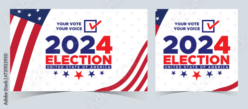 Set Of Vote 2024. Presidential election day in united states. Election 2024 USA. Political election campaign banner. background, post, Banner, card, poster design with Vote day November 5 US photo