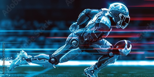 robotic american football player in speed running photo