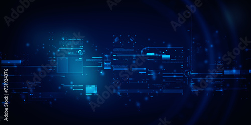 Wallpaper Mural 2d illustration Abstract futuristic electronic circuit technology background Torontodigital.ca