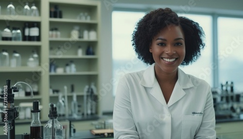 black female lab assistant, black girl in the lab, black female health worker, lab worker photo