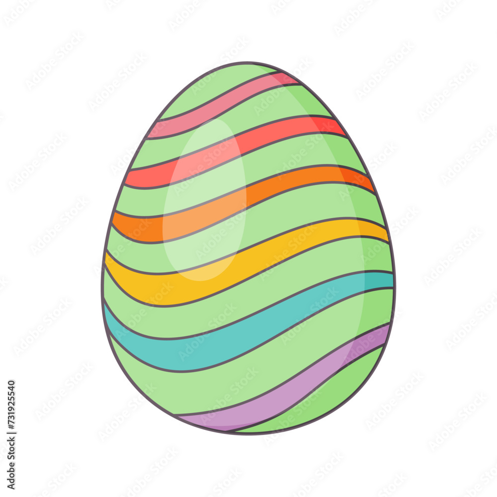 Easter Egg with ornament. Retro Design elements for holiday cards. Happy Easter. Cartoon flat, retro style Vector illustration. 