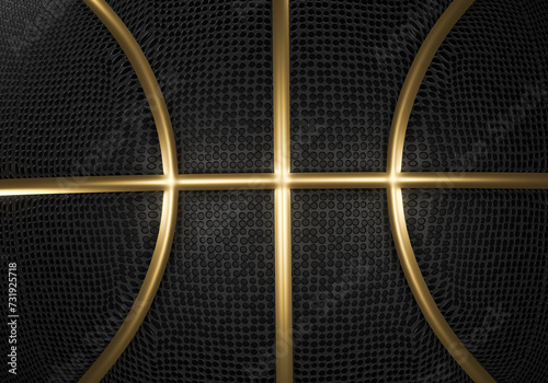 Black basketball closeup with golden lines high quality © Retouch man