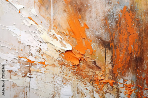 Abstract watercolor orange and white on a wall for textures. Happy, joyful and spiritual life concept. Fresh and optimistic tones to background or wallpaper.