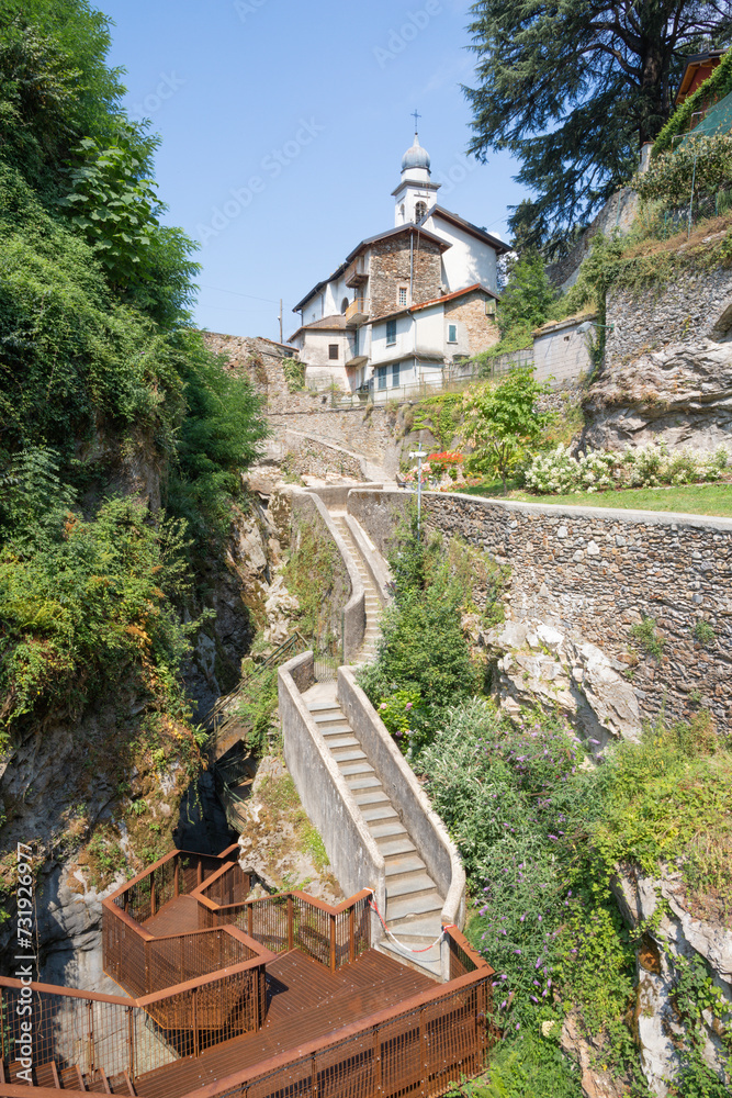 The exit from waterfall and chasm Orido di Bellano - Lago di Como lake.