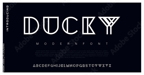 Duck Minimal Abstract sci fi modern alphabet fonts. Science fiction typography sport, technology, fashion, digital, future creative logo font. vector illustration  photo