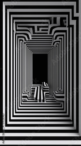 3d abstract geometric background with hypnotic black and white stripes moving  continuous sequence  Generative AI