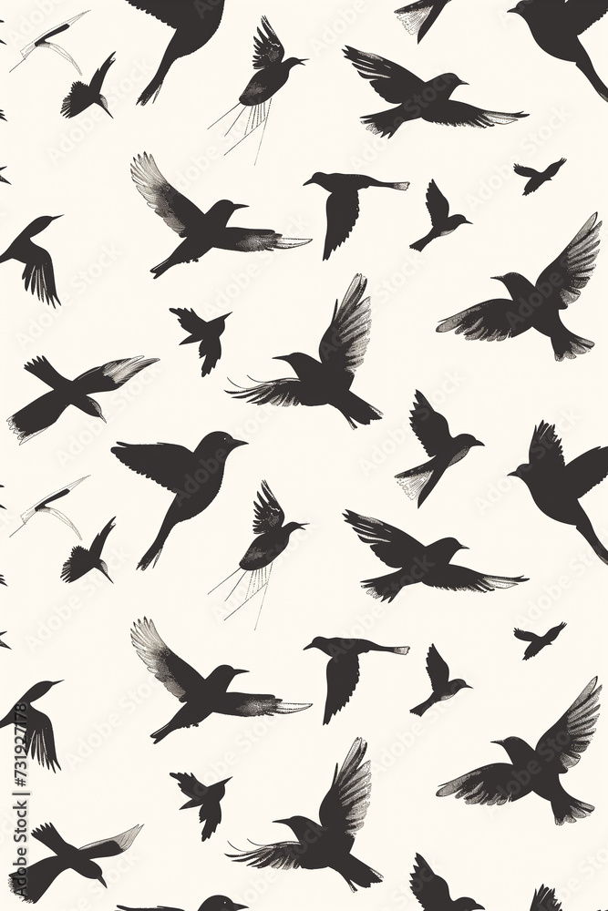 Seamless pattern of hand drawn illustration of birds flying around
Seamless pattern of hand drawn illustration of birds flying around