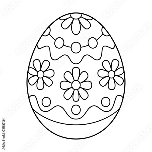 Hand drawn Easter egg.  Coloring book page antistress for adults and children. Beautiful doodle ornament. Vector outline sketch illustration isolated on white background. 