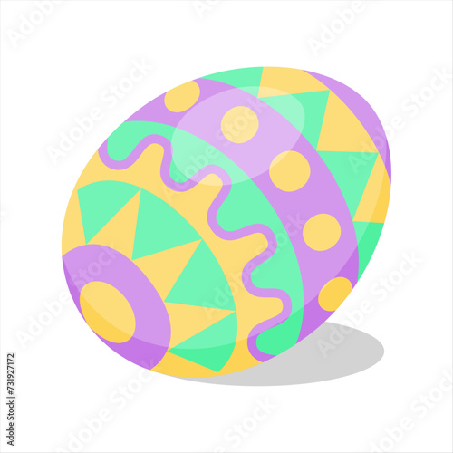 Easter Egg with pattern. Design elements for holiday cards. Happy Easter. Cartoon flat style Vector illustration. 