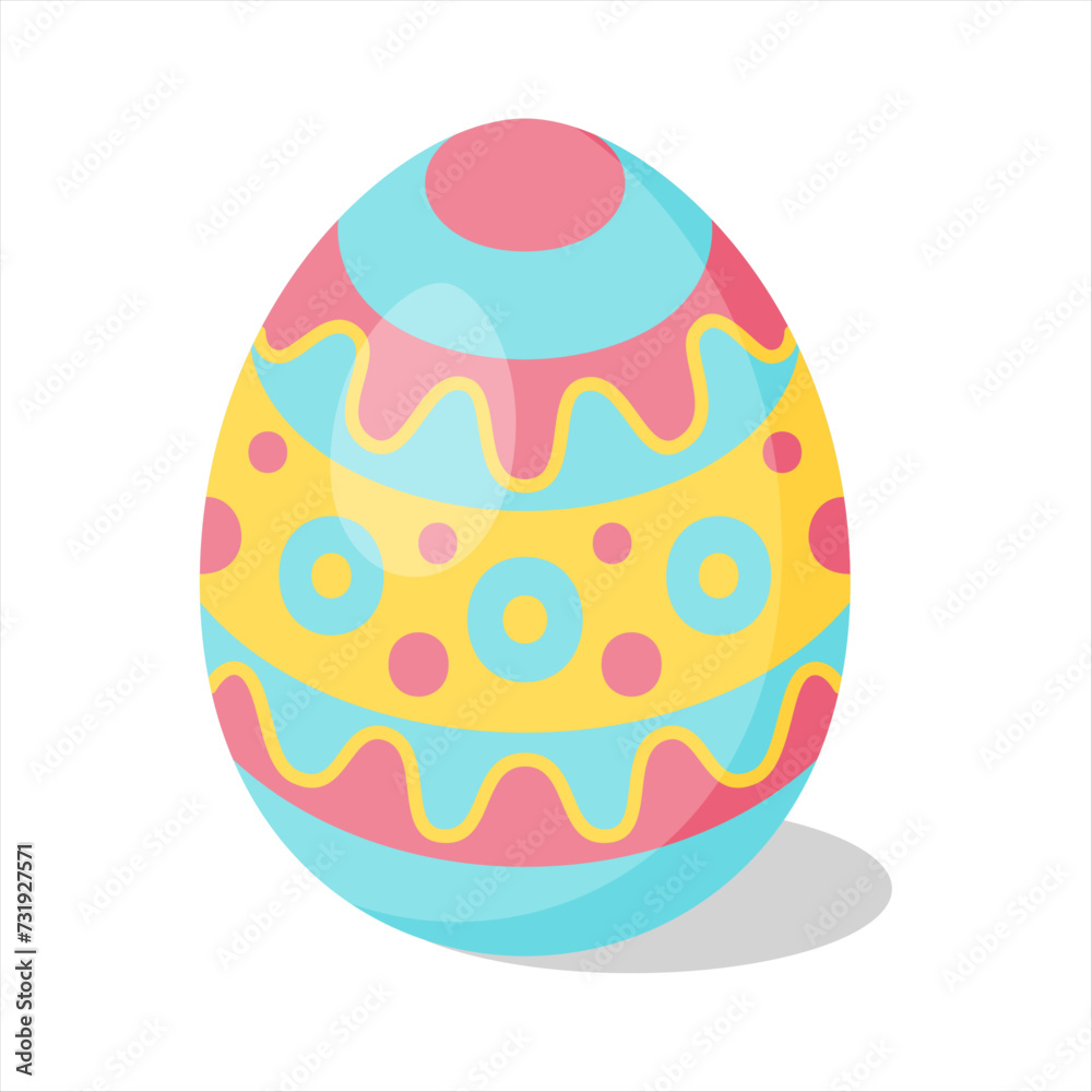 Easter Egg with pattern. Design elements for holiday cards. Happy Easter. Cartoon flat style Vector illustration. Easter Egg with pattern. Design elements for holiday cards. Happy Easter. Cartoon flat style Vector illustration.