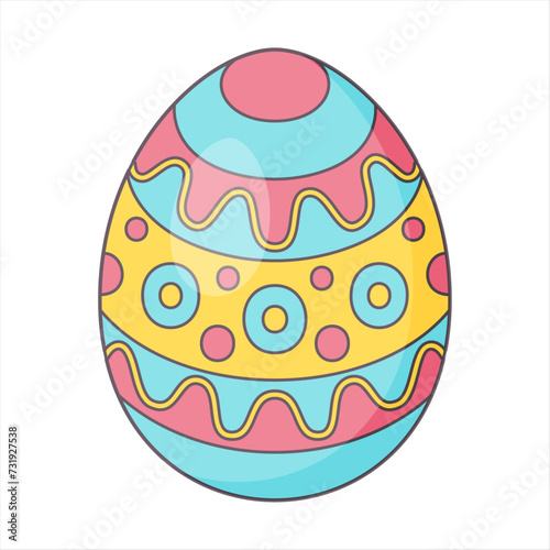 Easter Egg with ornament. Retro Design elements for holiday cards. Happy Easter. Cartoon flat, retro style Vector illustration.  © Aikaterini