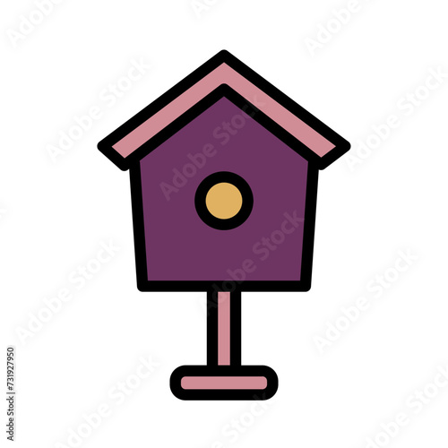 Bird Flower House Filled Outline Icon